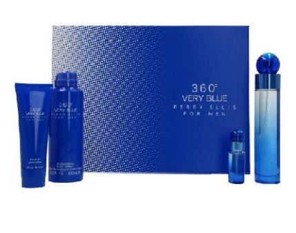 Estuche Perry Ellis 360 Very Blue Hombre 4PZS 100ml EDT + 7.5ml + Desodorante + After Shave